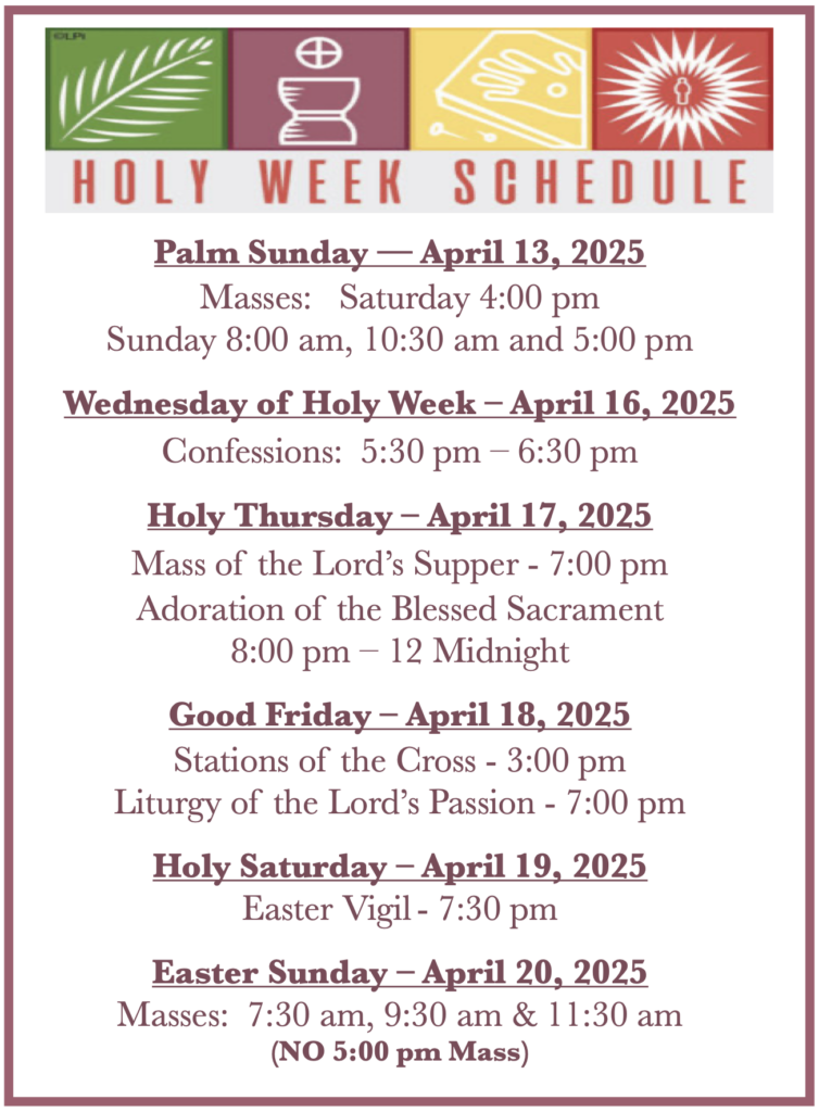 Holy Week Schedule 2025